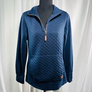 L.L. Bean Women's Quilted Quarter-Zip Pullover, Navy Blue Size Small